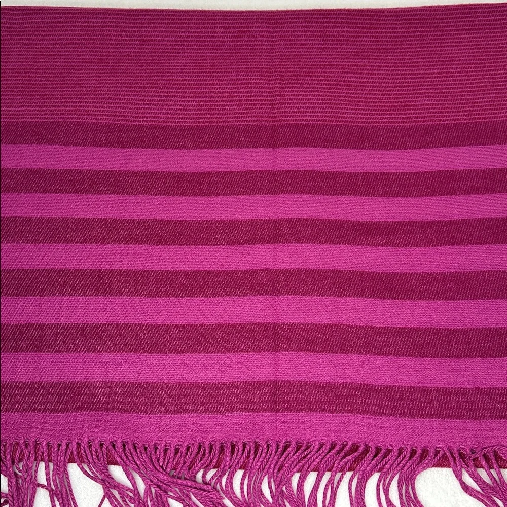 Echo Pink Striped Fringed Winter Scarf 80”x24.5”
